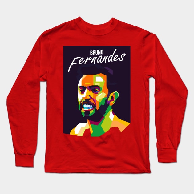 Bruno Fernandes On WPAP Long Sleeve T-Shirt by pentaShop